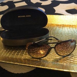 Michael Kors Black & Brown Aviator Sunglasses